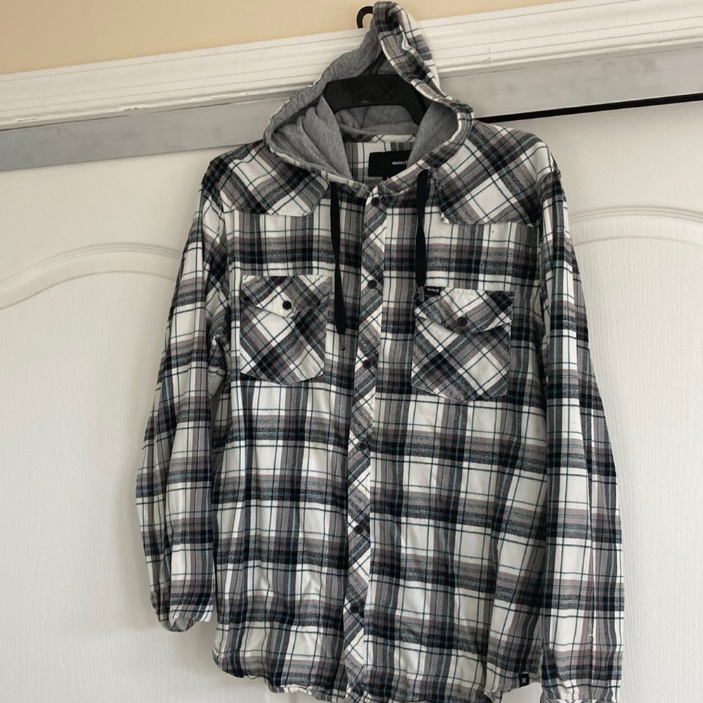 Hurley men’s lightweight flannel hoodie size large